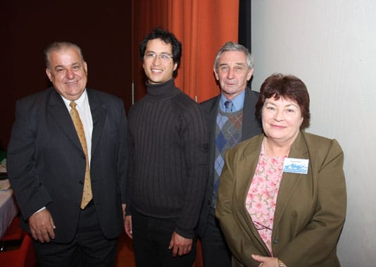 sffa_launch-group Sydney region farmer, Joe Bustani (left); Jilian Lee - Organic Hunter/Sydney/Illawarra; urban fringe farmer, John Maguire; Dr Frances Parker, University of Western Sydney researcher of Sydney's regional food systsem
