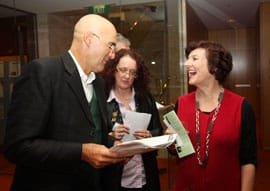 sffa_launch-ianetc (left) NSW Upper House MLA, Ian Cohen (The Greens); Catriona McMillan, Sydney Food Fairness Alliance and Organic Traders and Consumers Network; food journalist and director of the inaugral 2009 Sydney International Food Festival, Joanna Savill