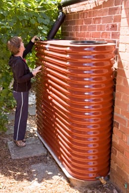 water_tank_large Domestic rainwater tanks come in a range of sizes, shapes and materials. This flatish, galvanised iron tank was installed at the home of Keelah Lam, from Manly Food Co-op.