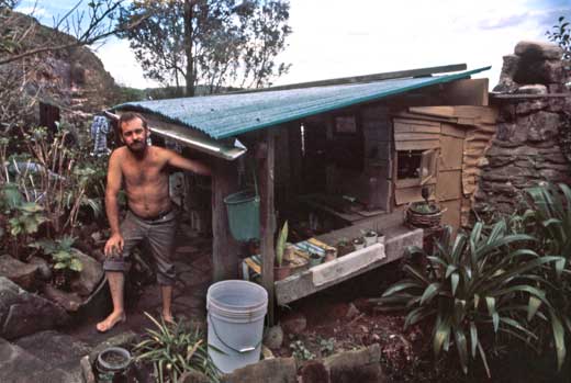 Name long forgotten, this man occupied the small shack immeditely east of the Mens' Hut in 1987.