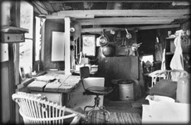 Interior of shack, Crater Cove, Late-1980s.