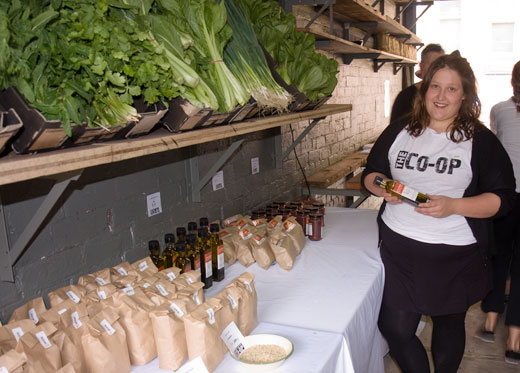 co-op Products lined up ready for sale, the François Sicardis bringing community food enterprise to the inner city.