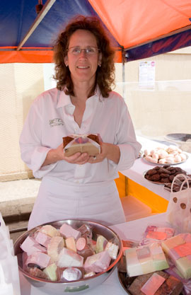 sweets Gena Karpf, who produces delectable sweet things at Sweetness the Patissrie, appeared to do good business at the Chippendale Food air.
