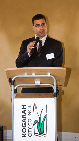 CPCG_opening_mayor Kogarah Mayor, Councillor Nickolas Varvaris, makes a speech at the opening ceremony.