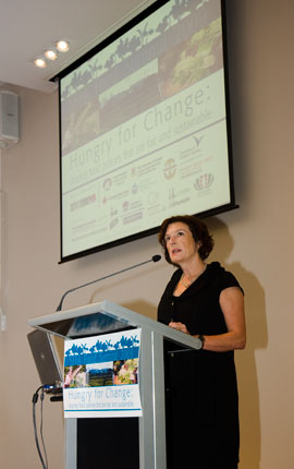 Food-Summit-JS MC of Hungry For Change, food journalist Joanne Saville, manager of the Sydney International Food Festival.