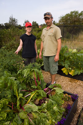 rcc-garden4 Garden creators, Fiona campbell (Left, Council's Sustainability educator) and Sydney Organic Gardens Steve Batley.