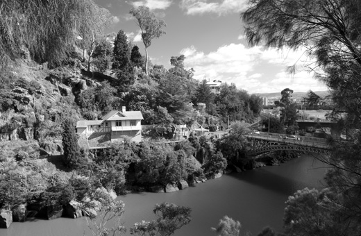 launceston-gorge2 The old toll collectors' house at Cataract Gorge. Here, the South Esk flows into the Tamar.