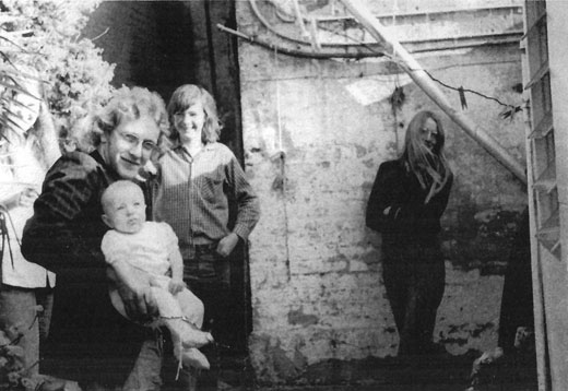 memoir-ray,rohan,charmaine In the Cathedral Street backyard are Ray with a young Rohan Spencer, Colin Gluyas and Charmaine Gibson.