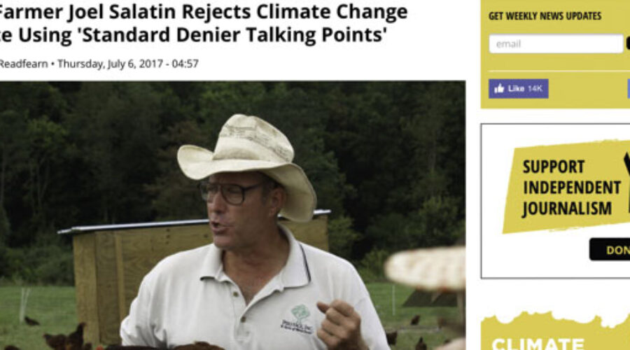 Social media link reveals Joe Salatin a climate change denier